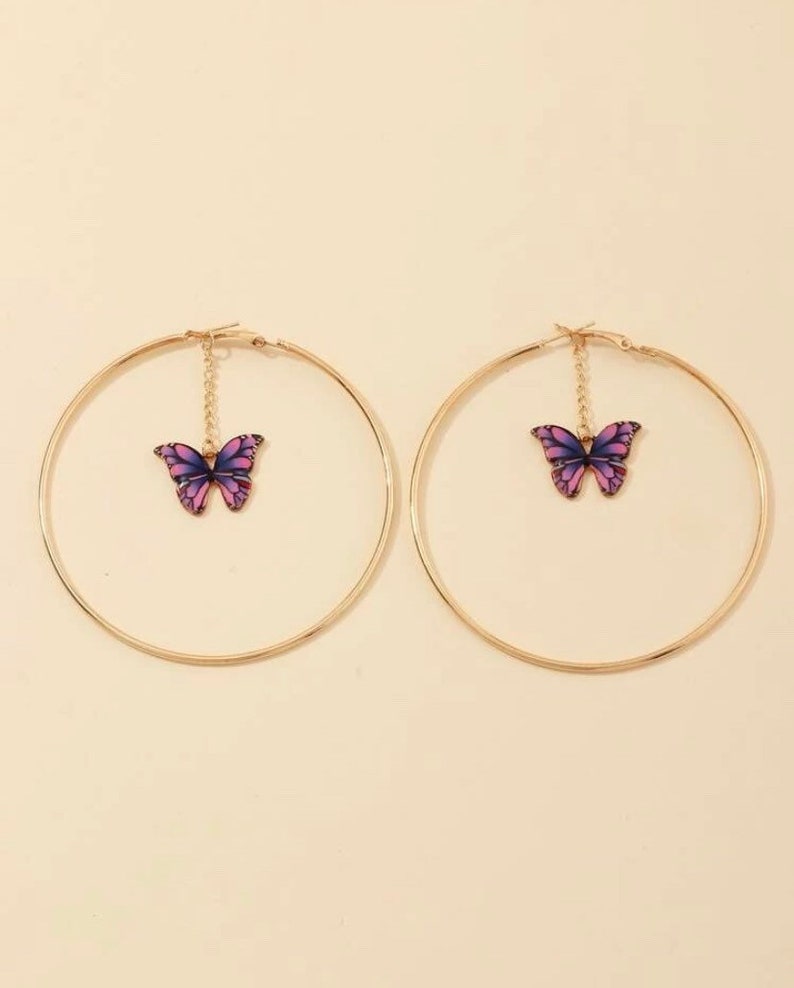 Butterfly hoop earrings