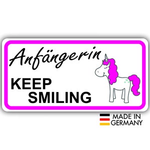 Auto Magneet Teken Beginner! Gelieve verdraagzaamheid 20 x 10 cm Aandacht beginnende bestuurders weerbestendig magnetisch Keep Smiling | Glimlach alstublieft