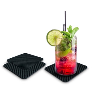Carbon Coasters in Set of 2 | modern beer lid in a noble design for every drink | perfect for the cocktail bar or male cave - luxury