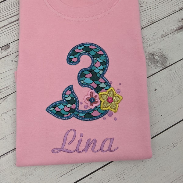 Mermaid 6th Birthday Tshirt for Girl | Personalised Tshirt | Girl Birthday Gift | Kids Birthday Outfit | Geburtstagshirt 6. Meerjungfrau