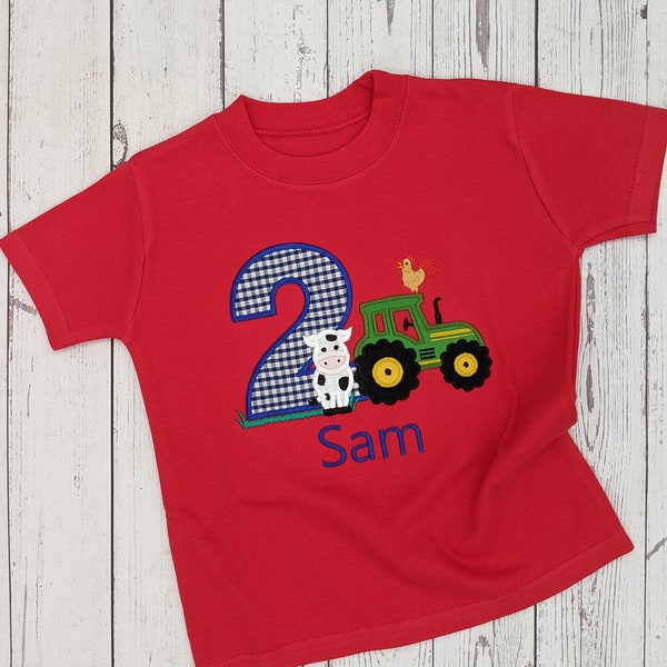 Children's personalised  Kid Birthday | 3rd Birthday | Tractor Cow  Farm Truck | 2nd 3rd 4th 5th | Embroidery | Geburtstagsshirt | Kinder