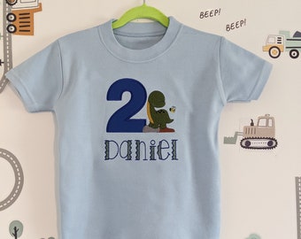 T-shirt pour enfants avec un dinosaure brontosaure mignon - Broderie