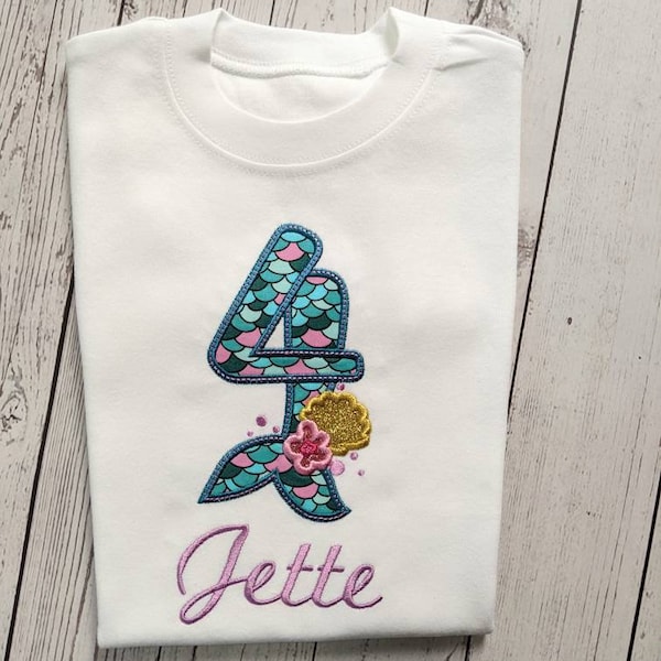 Mermaid personalised  Birthday t shirt for Girl | 3rd Birthday | 1st 2nd 4th 5th 6th | Birthday Party