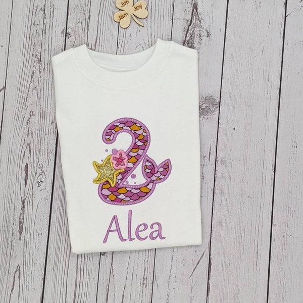 Mermaid 2nd Birthday Tshirt for Girl | Personalised Tshirt | Girl Birthday Gift | Kids Birthday Outfit | Geburtstagshirt 2. Meerjungfrau