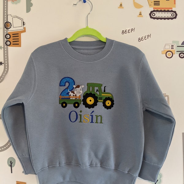 Birthday Sweatshirt| Kid Birthday | 1st Birthday | Tractor Cow Farm Truck | all size | Embroidery | Geburtstagsshirt | Kinder
