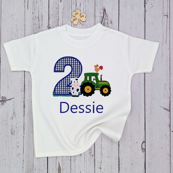 Children's personalised  Kid Birthday | 3rd Birthday | Tractor Cow  Farm Truck | 2nd 3rd 4th 5th | Embroidery | Geburtstagsshirt | Kinder