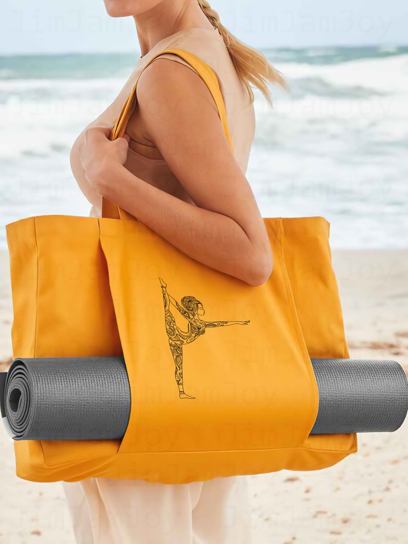 Yoga Tote Bag With Yoga Mat Pocket Pilates Yoga Mat Bag Etsy