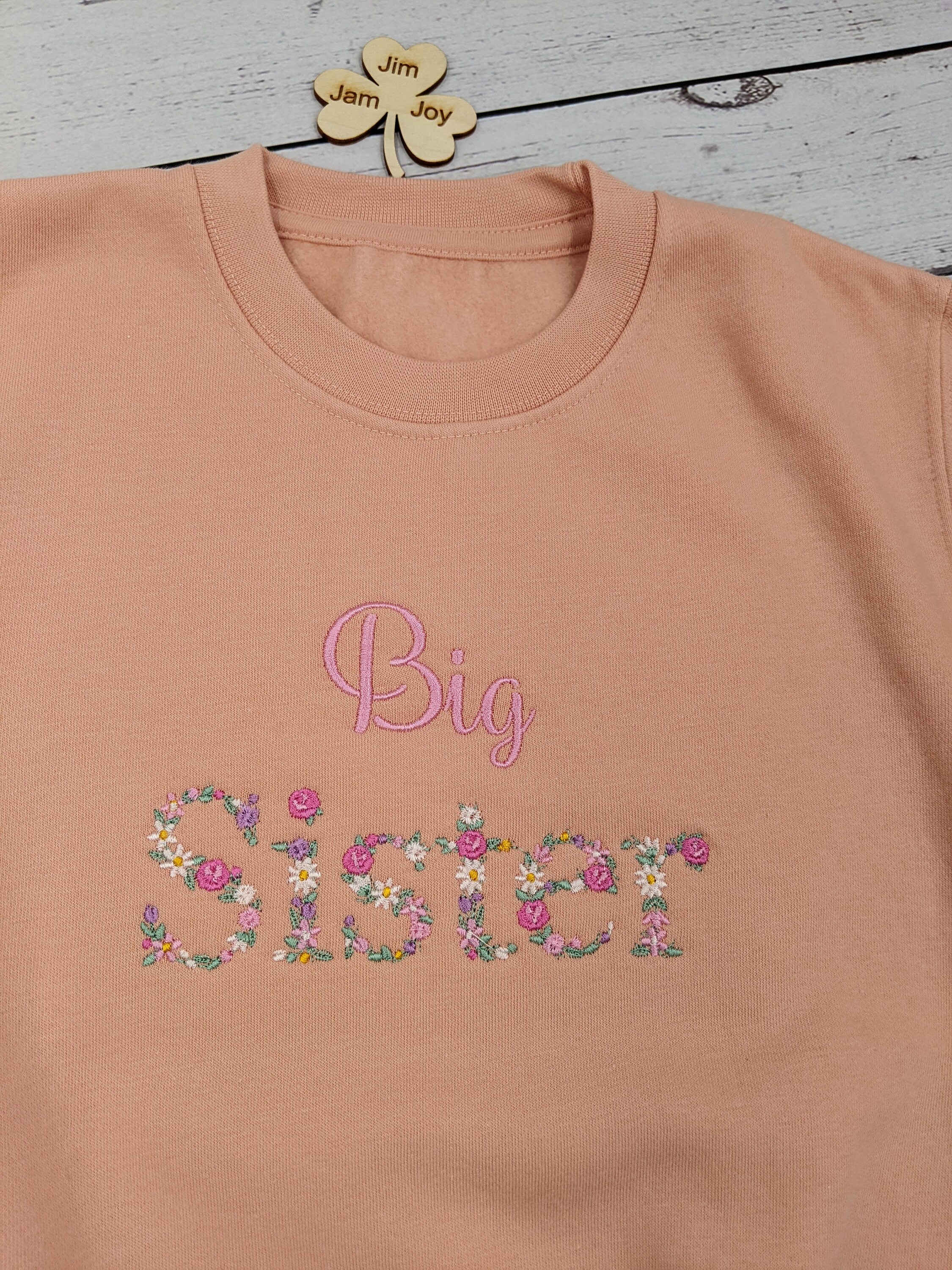 Children s Big Sister Floral Sweatshirt Big Sister Flower Monogram