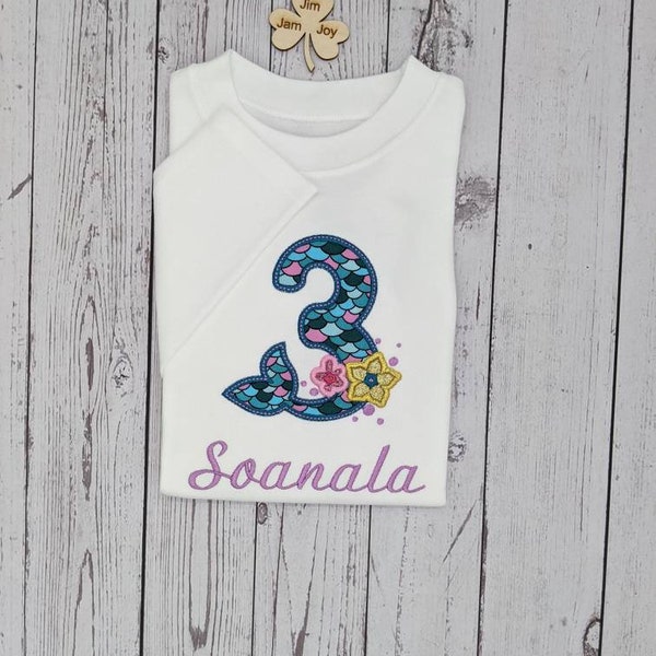 Mermaid 3nd Birthday Tshirt for Girl | Personalised Tshirt | Girl Birthday Gift | Kids Birthday Outfit | Geburtstagshirt 3. Meerjungfrau