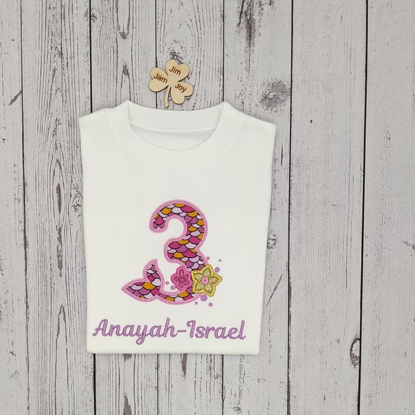 Mermaid 2nd Birthday Tshirt for Girl | Personalised Tshirt | Girl Birthday Gift | Kids Birthday Outfit | Geburtstagshirt 2. Meerjungfrau