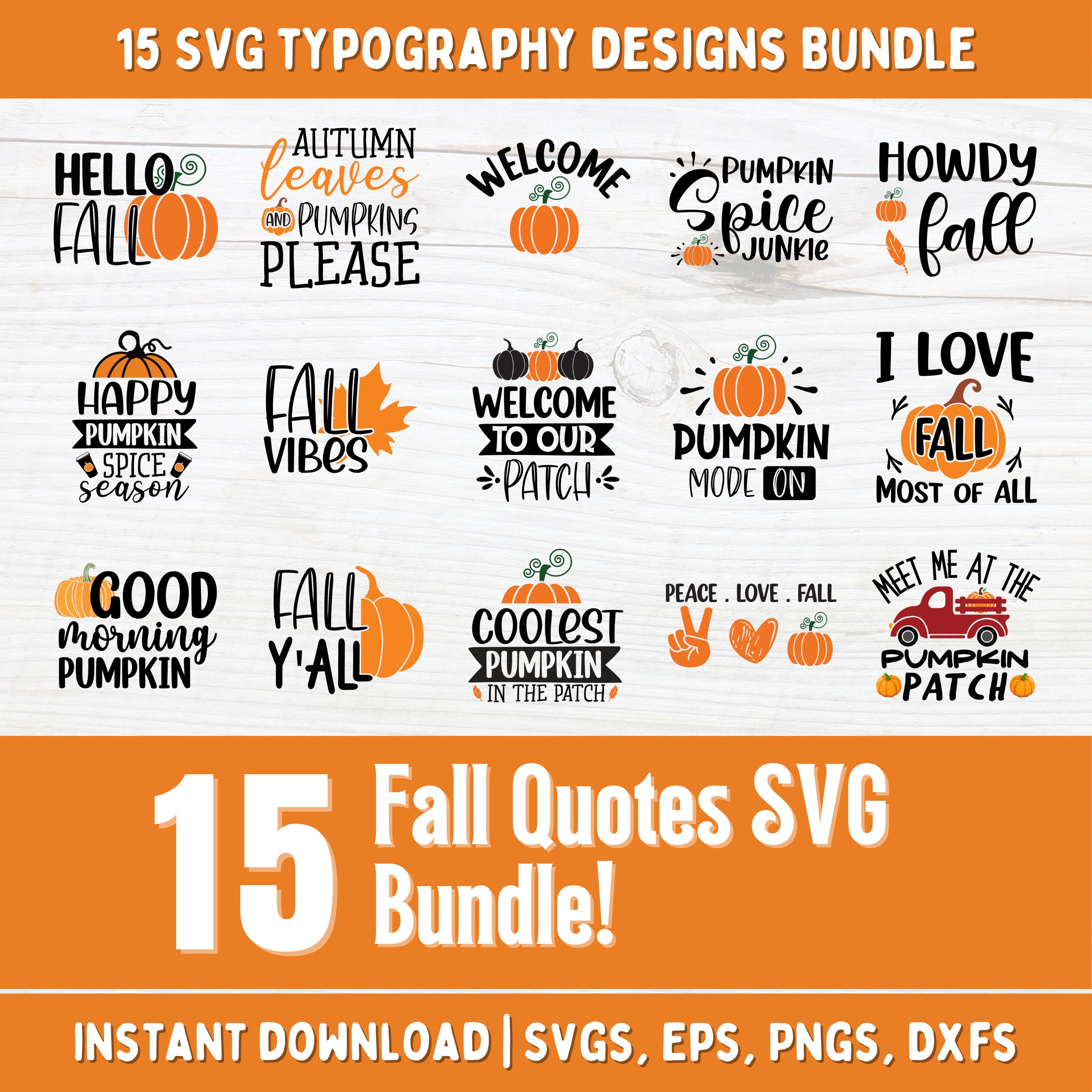 Fall Quotes SVG Bundle, Fall Svg Files, Autumn Quotes, Thanksgiving Svg