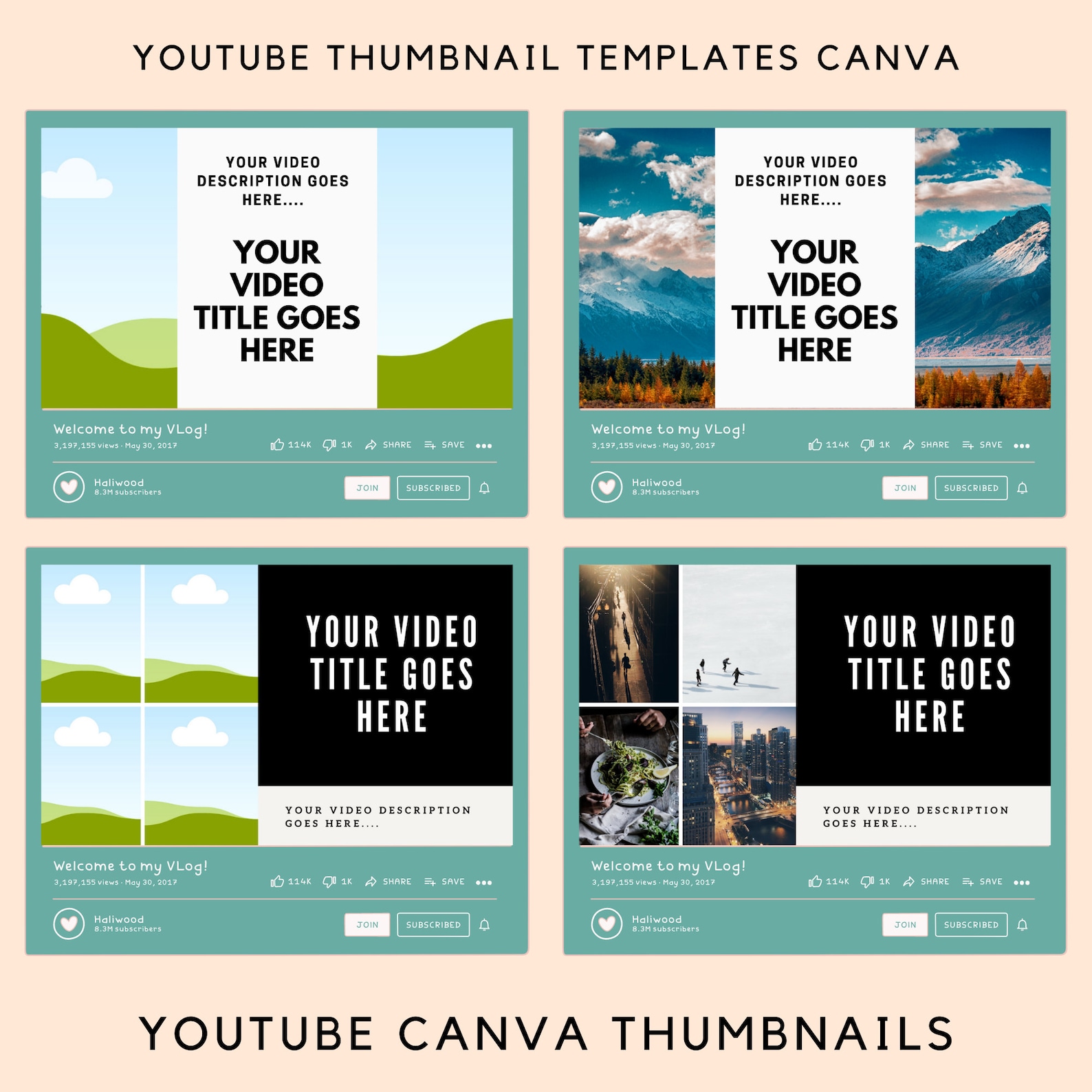 100 Canva Editable Thumbnail Templates For Youtube YouTube Etsy