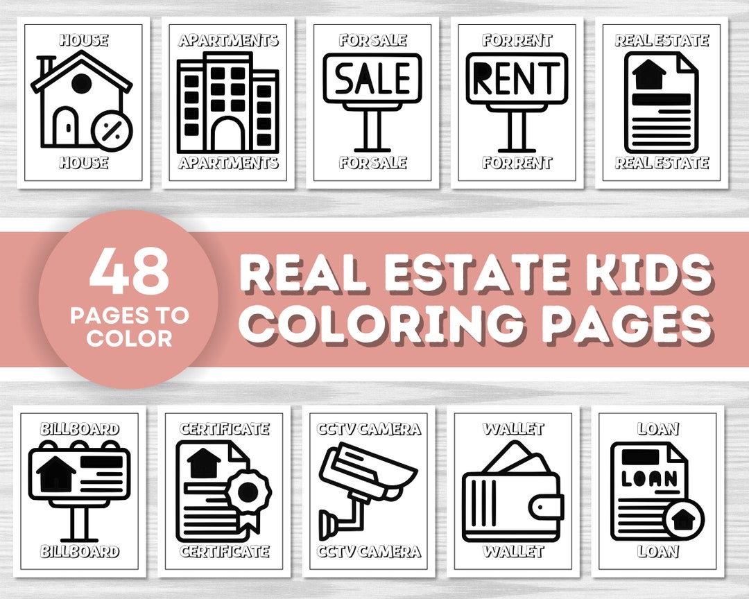 Real Estate Kids Coloring Pages Real Estate Coloring Real - Etsy