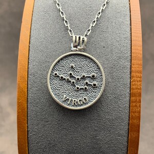 925 Sterling Silver Virgo Pendant & Chain. Double-sided The Virgin Pendant. Zodiac Signs Necklace. Horoscope Sign Virgo Symbol. Solid Silver