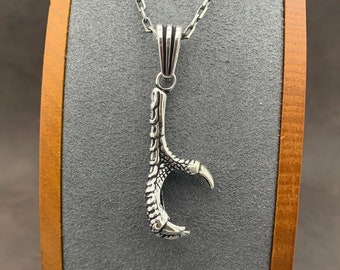 925 Sterling Silver Dragon's Claw Pendant & Chain. Necklace For Men. Eagles Claw Silver Pendant and Chain. Solid Silver Pendant.