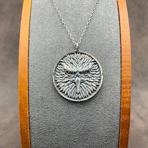 925 Sterling Silver Owl Pendant and Chain. Solid Silver Handmade Owl Necklace.