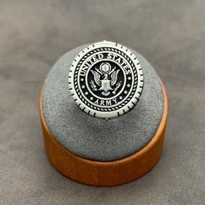 925 Sterling Silver Army Ring. US Army Ring w Medium Band. USA Eagle & US Army Shield on the Side. Military Ring.