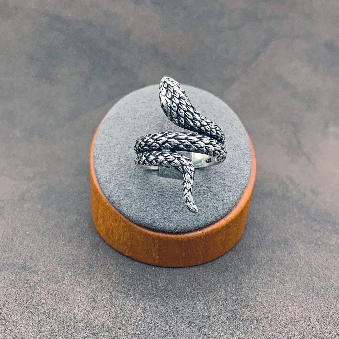 925 Sterling Silver Spiral Serpent Snake Men’s Ring. Gothic Spiral ...
