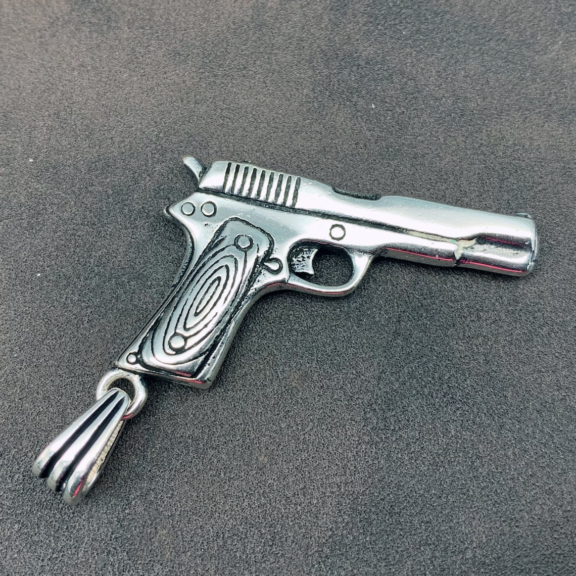 925 Sterling Silver Glock Pistol Pendant Necklace Solid Etsy
