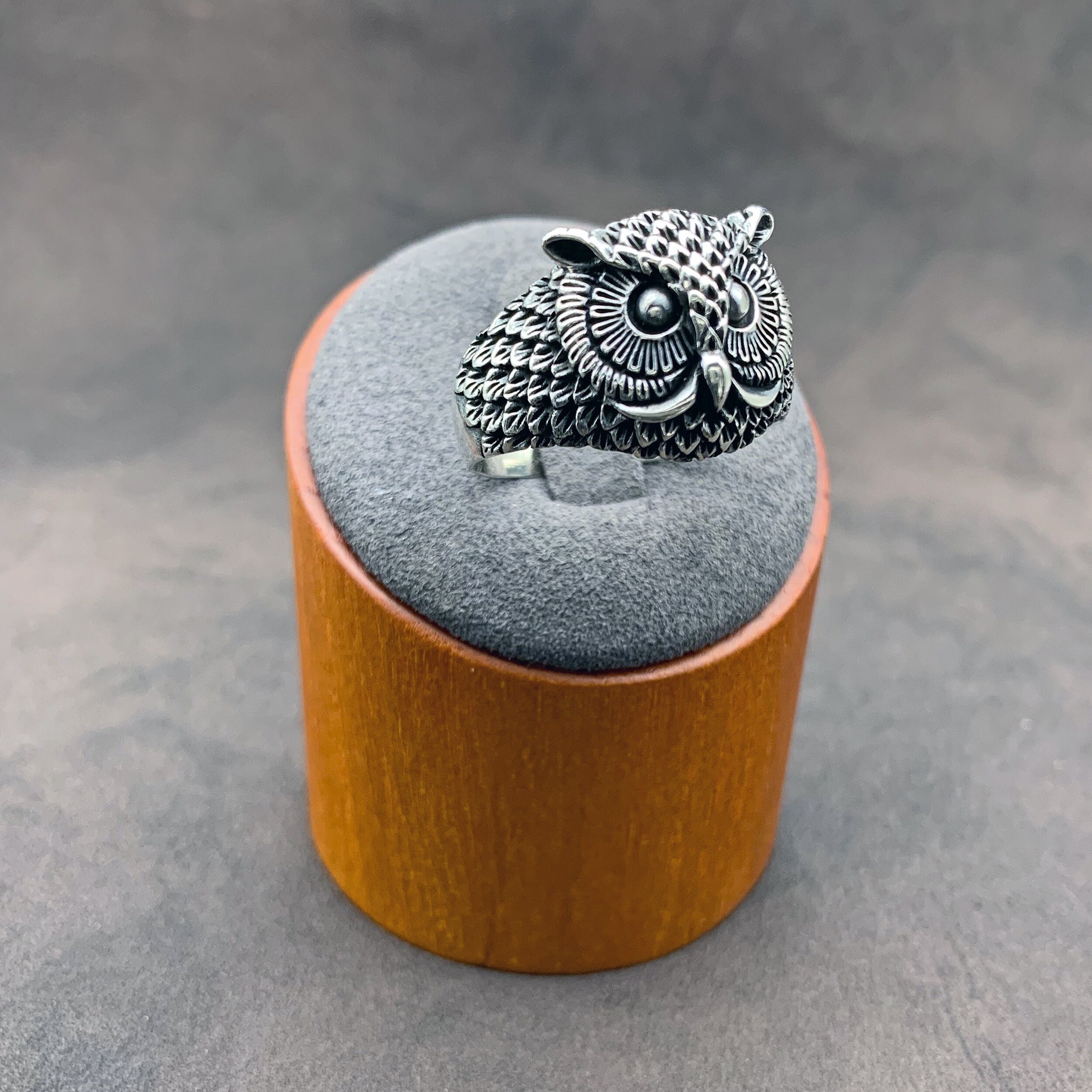 925 Sterling Silver 3D Owl Figure Men’s Ring. Handmade in Turkey. A+ Quality. Gift For Him.