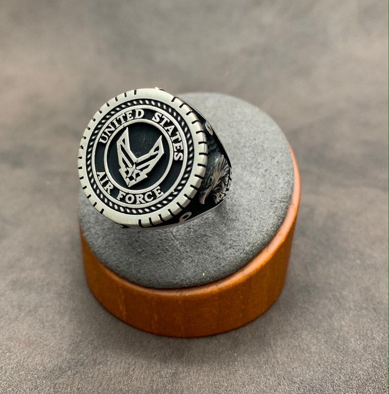 925 Sterling Silver Air Force Ring. US Air Force Ring W Medium Band ...