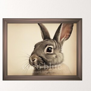 vintage easter bunny print, animal cottagecore decor, muted rabbit printable wall art, digital download, spring decor, farmhouse wall art