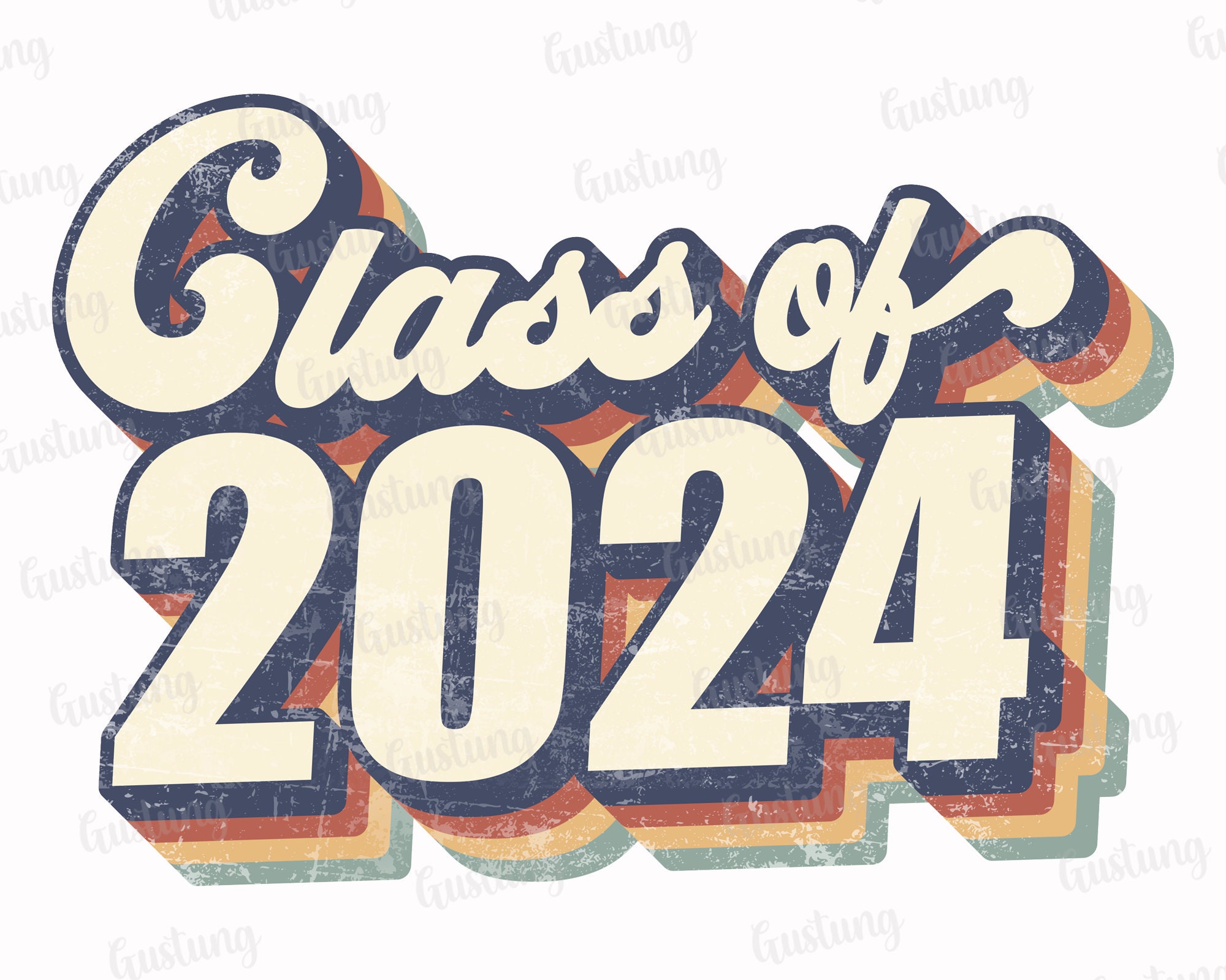 Clase de 2024 Sublimación PNG, Diseños de Sublimación Retro, Sublimar