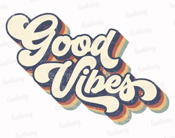 Diseño de sublimación retro de buenas vibras (PNG)