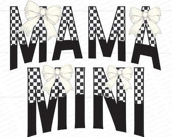 Mama Mini Checkered Coquette Bow Png, Mama Mini Png, Mama Mini Checkered Png, Mama Mini Coquette, Mother's Day Png, Trendy Mama Shirt Design