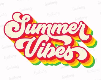 Sublimazione di vibrazioni estive retrò PNG (download digitale)