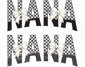 Nana Coquette Bow Png, Nana Checkered Png, Sublimation Designs, Sublimate PNG
