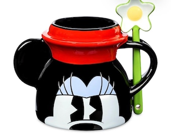 Disney Parks Minnie Maus Figural Kaffeetasse mit Löffel - Steinzeug -Neu in Box