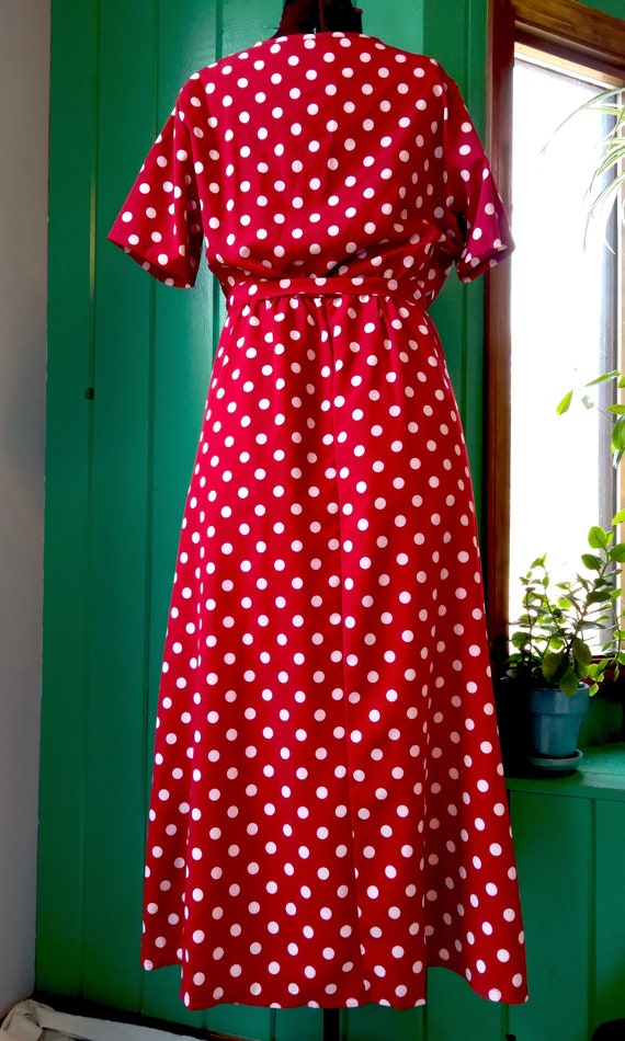 Dottie - Red Maxi Dress Vintage Polka Dot - image 4