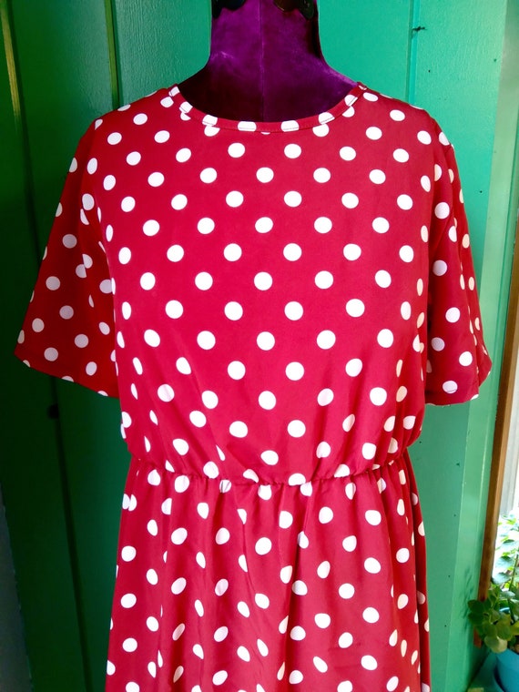 Dottie - Red Maxi Dress Vintage Polka Dot - image 1