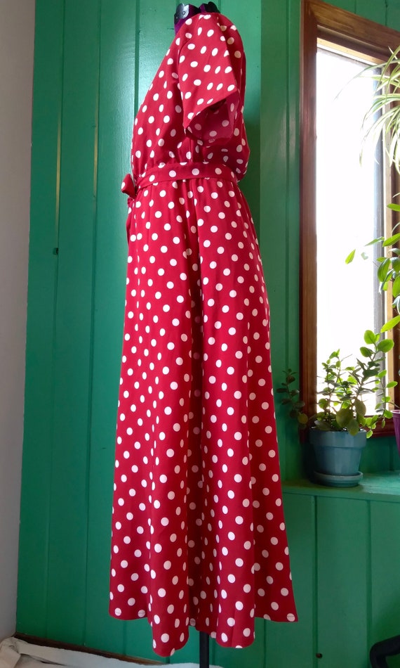 Dottie - Red Maxi Dress Vintage Polka Dot - image 3