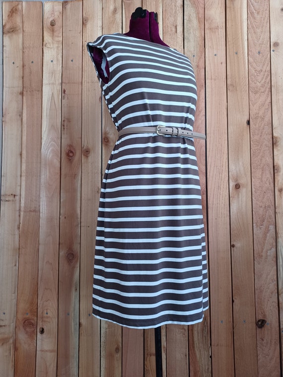 Sandpiper - Striped Vintage Dress Brown White Chic