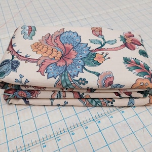 Pom - Fabric Yardage 1980s Vintage Floral Pomegranate Teflon Cotton