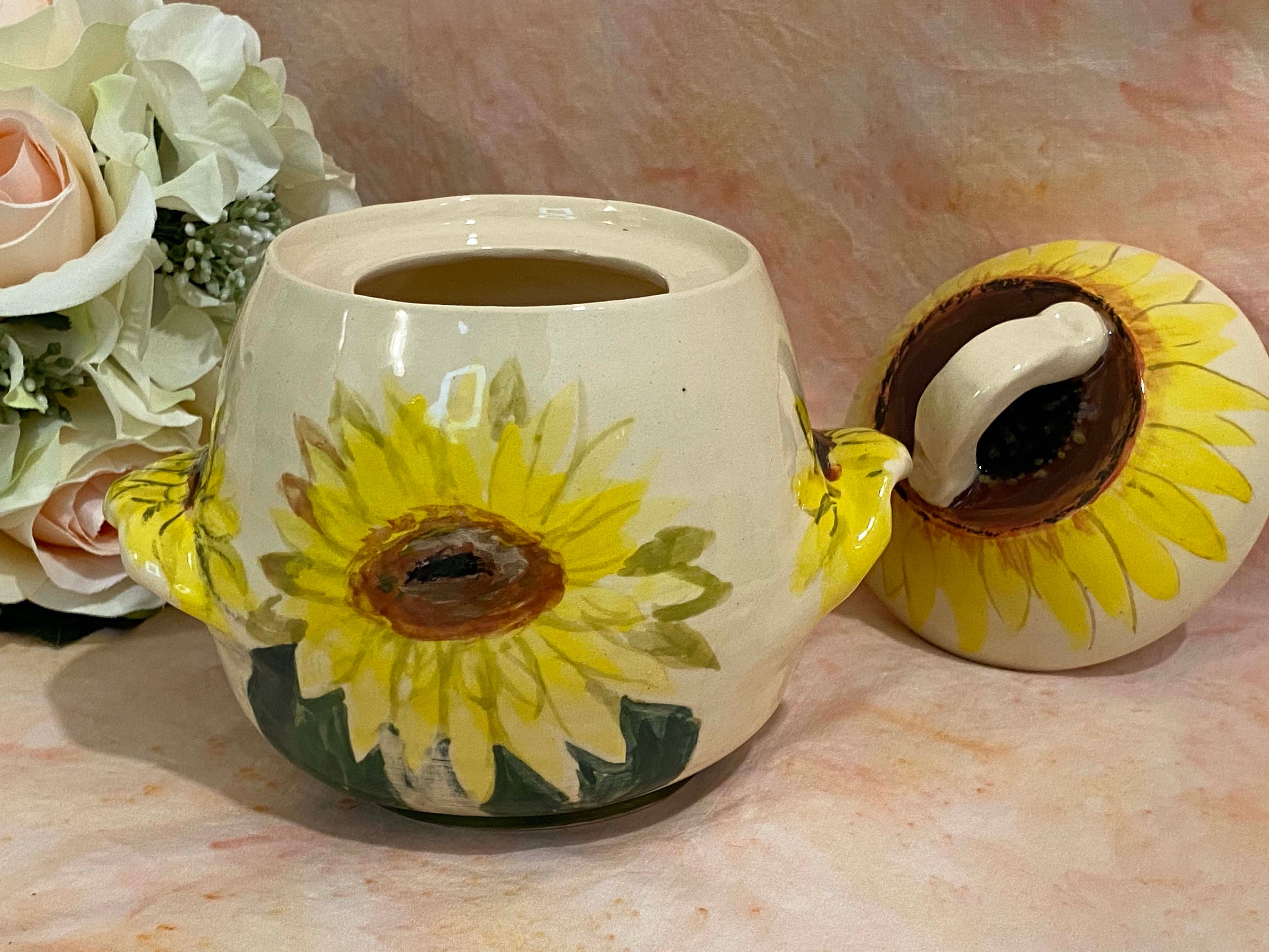 SUNFLOWERS Container with Lid Painted Ceramic by Vera Mangold Etsy
