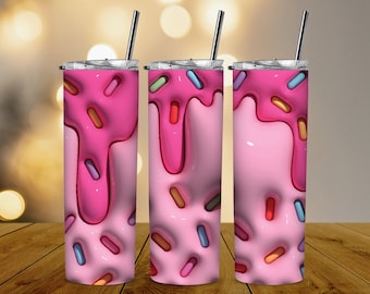 Inflated Sprinkle Tumbler Wrap Png 3D Tumbler Design Skinny Sublimation Digital Download 3D Sublimation Design Pink Tumbler Wrap 20oz Skinny