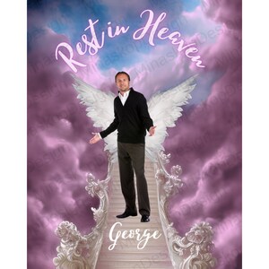 Lavender Purple Rest in Heaven Forever In Our Hearts Angel Wings PNG add photo rest in peace template funeral RIP memorial