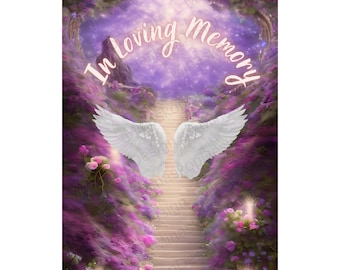 In Loving Memory PNG, Purple Sky Heavens Gate Memorial Background for Funeral, Memorial, Remembrance , Memorial T-shirt Sublimation ,RIP PNG