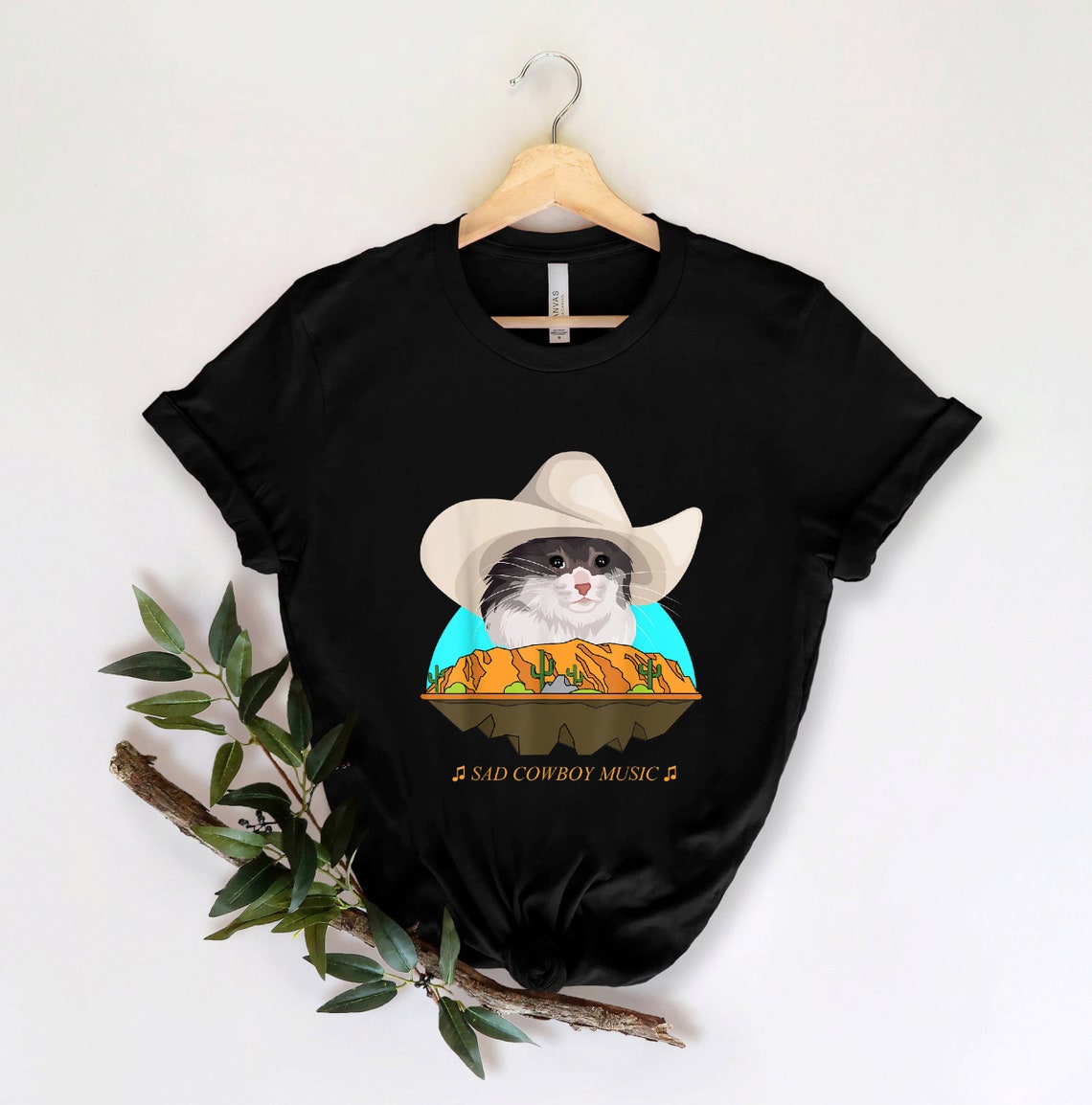 Sad Cat Wearing a Cowboy Hat Crying Meme TShirt Etsy