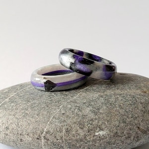 デミセクシャル・プライドリング - 繊細なレジン素材のLGBTQ+ジュエリー - ミニマリストなハンドメイドバンド - Ace Spectrum ユニセックスギフト