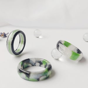Agender Pride Ring - Minimalist LGBTQ+ Genderless Jewelry - Subtle Resin Handmade Band - Queer Identity Gift