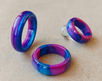 Bisexual Pride Ring – Subtle LGBTQ Resin Jewelry - Minimalist Handmade Bi Band - Queer Identity Present - Gift for Bisexual Friend