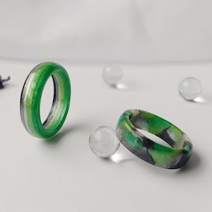 Aromantic Pride Ring - Subtiler Aro LGBTQ+ Schmuck - Minimalistisches handgemachtes Harz Band - Queer Identität Geschenk