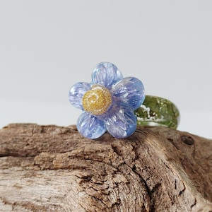 Forget Me Not Ring - Flower Ring - Statement Ring - Cool Ring - Novelty Ring - Resin Jewelry - Summer Ring