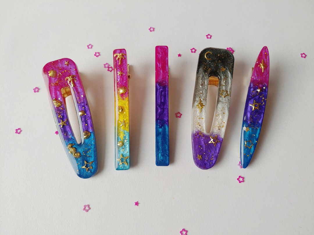 Bisexual Hair Clip - LGBTQ Hair Clip - Stars Hair Clip - Beach Hair Clip - Hair Barrettes - Resin Hair Accessories - Asexual - Pansexual