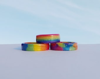 Pride Ring - Rainbow Ring - Pride Jewelry - LBGTQ Pride - Resin Ring - LGBTQ Ring