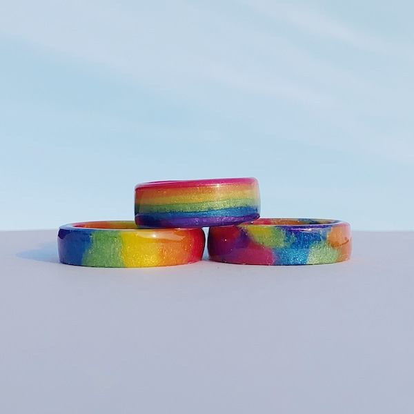 Pride Ring - Rainbow Ring - Pride Jewelry - LBGTQ Pride - Resin Ring - LGBTQ Ring